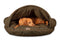 Green Tweed Luxury Dog Cave Bed With Removable Firm Hood