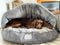 Grey Luxury Dog Cave Bed With Removable Firm Hood